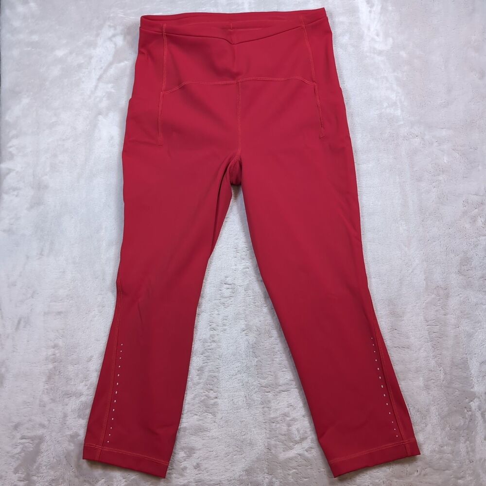 Lululemon Swift Speed High-Rise Cropped Leggings Womens 8 Red Reflective Gym